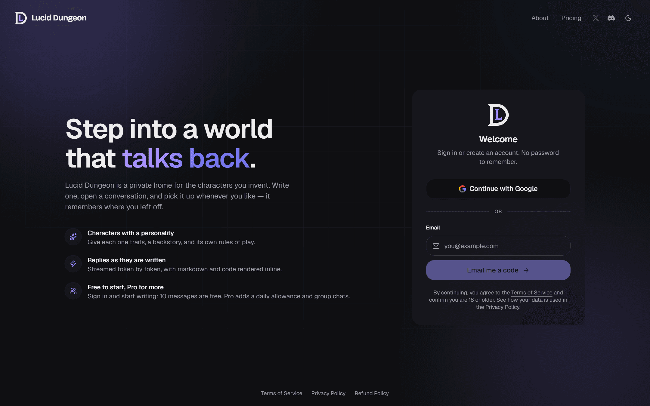 Lucid Dungeon home page